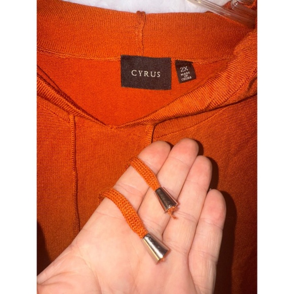 CYRUS Orange‎ Lightweight Hooded Poncho Sweater Knit Top Women's 2X - Picture 5 of 7